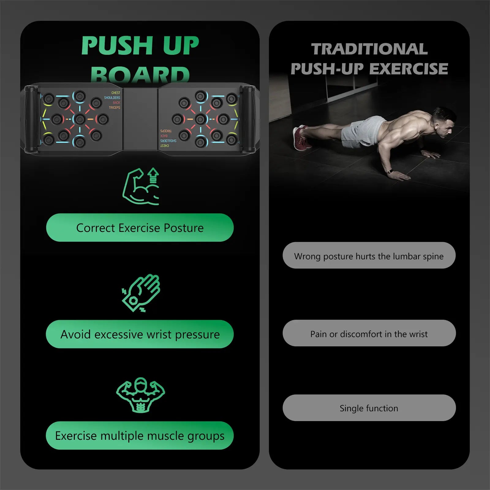 Push up Board, Abdominal and Chest Muscle Training Folding Push up Stand, Portable Fitness Equipment for Home Gym