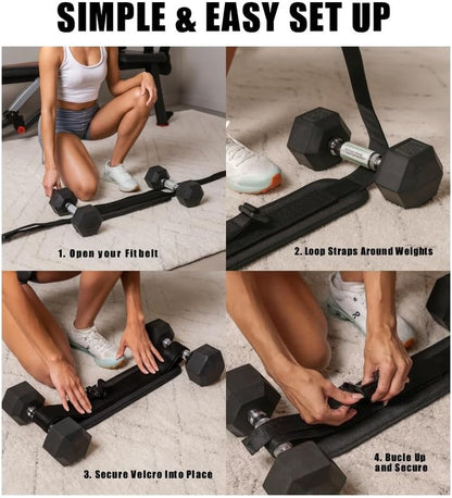 Hip Thrust Belt for Dumbbells - Booty Trainer & Glute Workout Equipment - Booty Belt for Hip Thrust - Yoga Ball - Magnetic Towel – at Home Gym Essentials for Women